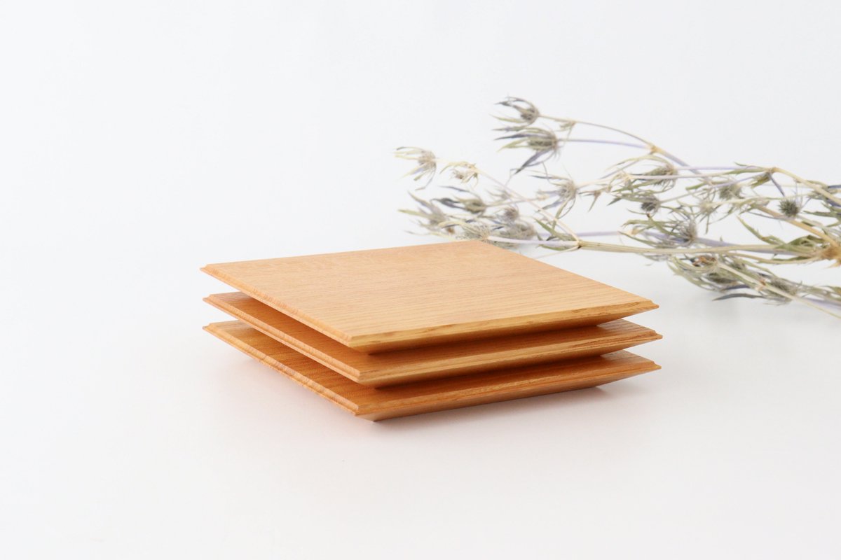 Aizawa Wood Crafts KITO Square Dessert Plate Zelkova
