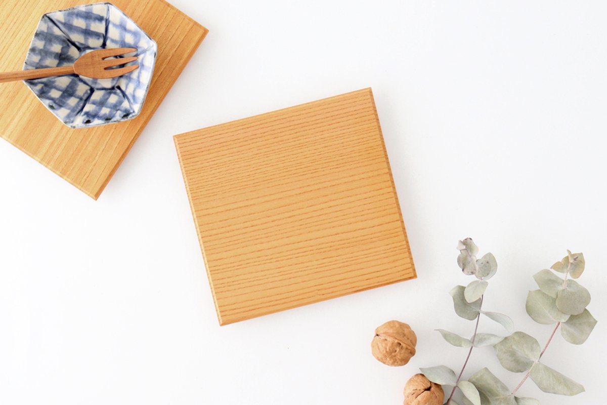Aizawa Wood Crafts KITO Square Dessert Plate Zelkova
