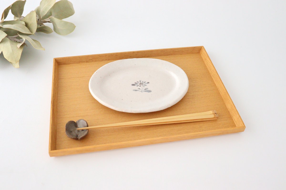 Kitagama Kasen Kato Hiroshige Oval Plate White Small Flower | Seto Ware