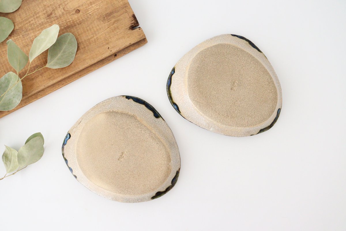 Kitagama Kasen Kato Hiroshige Triangular Plate Oribe | Seto Ware