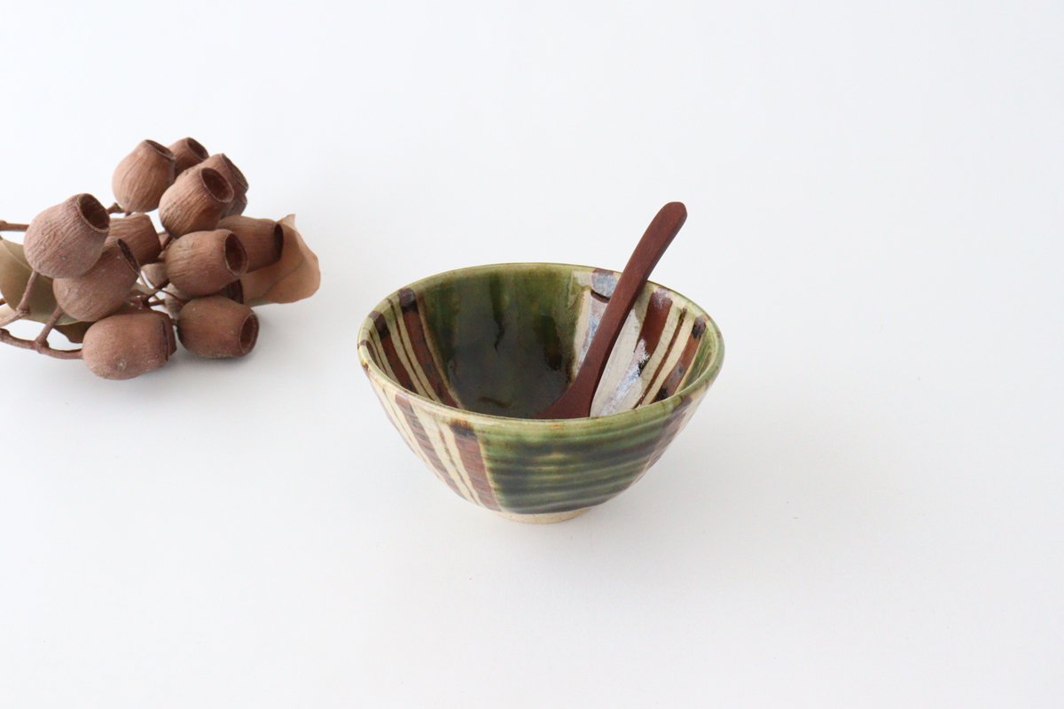 Kitagama Kasen Hiroshige Kato Oribe Hexagonal Rice Bowl | Seto Ware