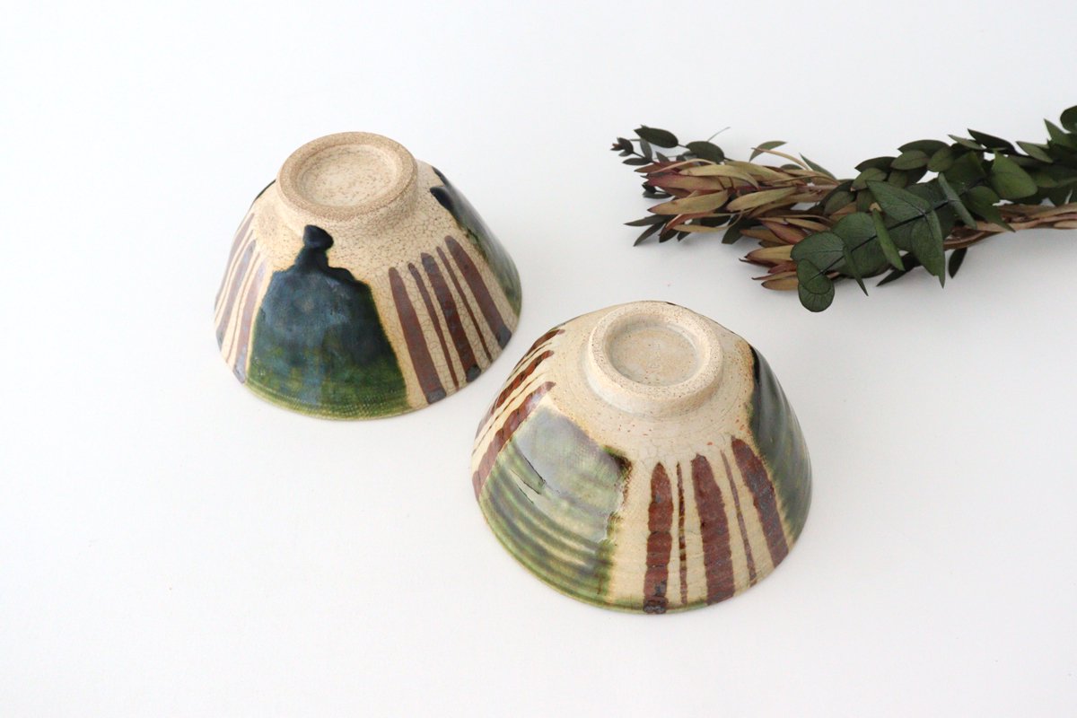 Kitagama Kasen Hiroshige Kato Oribe Hexagonal Rice Bowl | Seto Ware