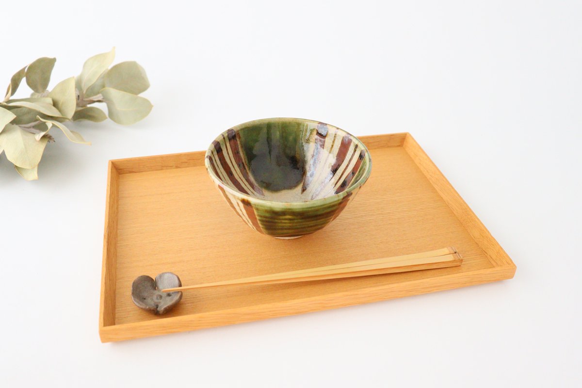 Kitagama Kasen Hiroshige Kato Oribe Hexagonal Rice Bowl | Seto Ware