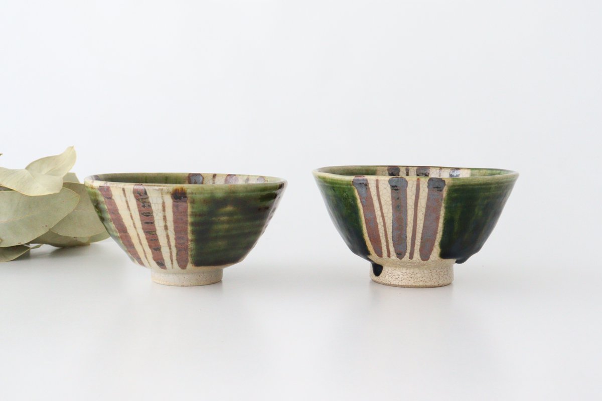 Kitagama Kasen Hiroshige Kato Oribe Hexagonal Rice Bowl | Seto Ware