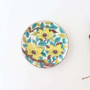 Seikou kiln Round Plate Old Kutani Colored Picture Peony 15cm/5.9in | Kutani Ware-TOP