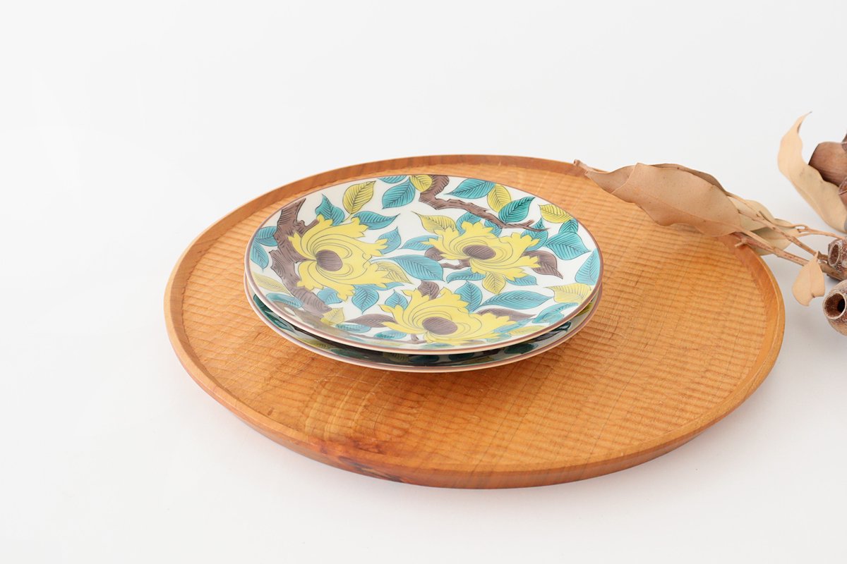 Seikou kiln Round Plate Old Kutani Colored Picture Peony 15cm/5.9in | Kutani Ware