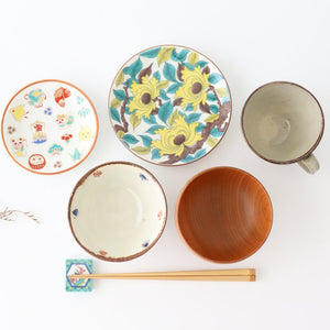 Seikou kiln Round Plate Old Kutani Colored Picture Peony 15cm/5.9in | Kutani Ware-Detail9