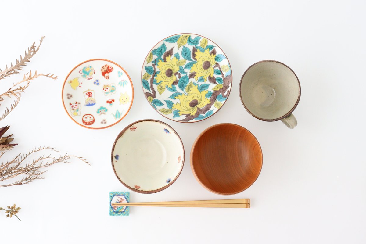 Seikou kiln Round Plate Old Kutani Colored Picture Peony 15cm/5.9in | Kutani Ware-Detail9