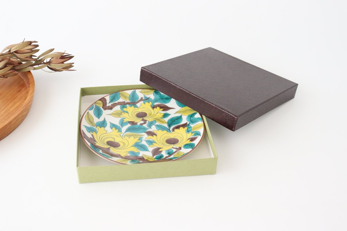 Seikou kiln Round Plate Old Kutani Colored Picture Peony 15cm/5.9in | Kutani Ware-Detail10