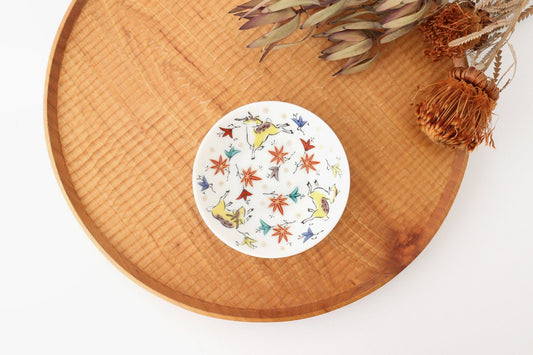 Seikou Kiln Sauce Plate Deer and Maple | Kutani Ware-TOP