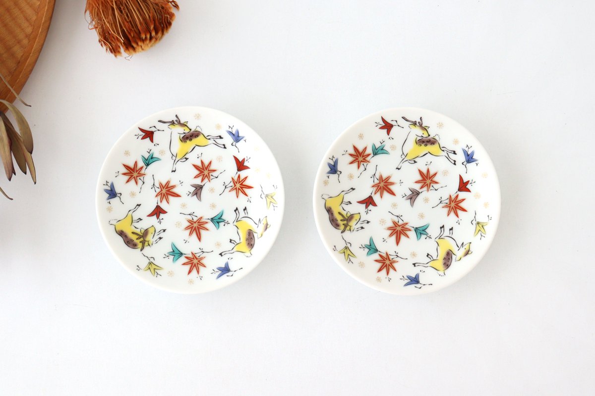 Seikou Kiln Sauce Plate Deer and Maple | Kutani Ware-Detail11