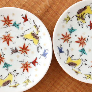 Seikou Kiln Sauce Plate Deer and Maple | Kutani Ware-Detail8