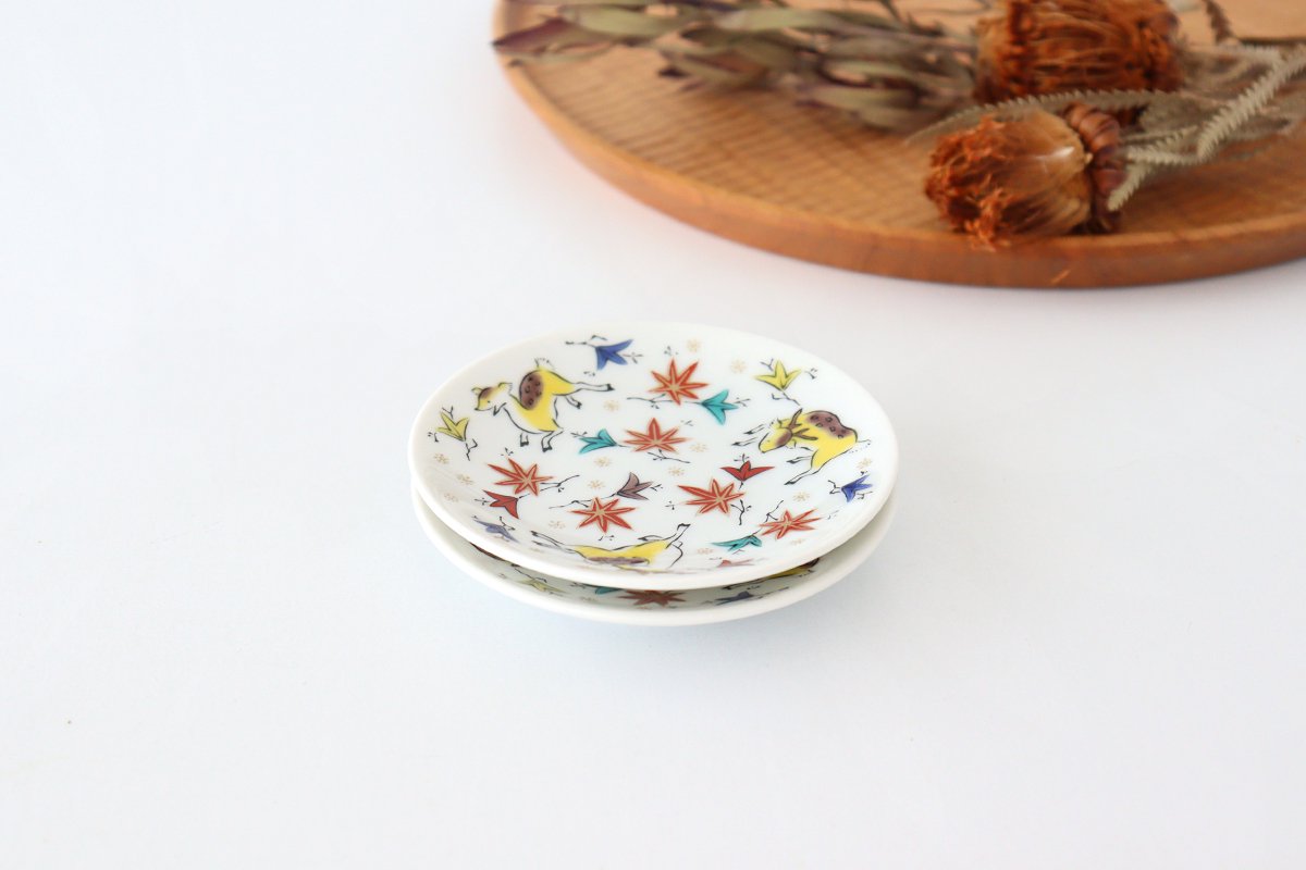 Seikou Kiln Sauce Plate Deer and Maple | Kutani Ware-Detail10