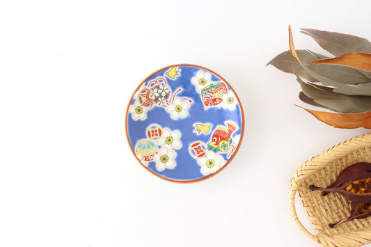 Seikou Kiln Small Plate Sakura and Lucky Items | Kutani Ware-TOP