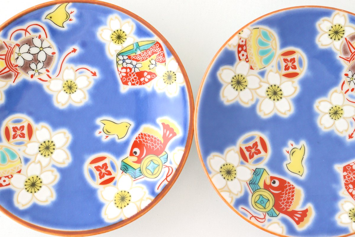 Seikou Kiln Small Plate Sakura and Lucky Items | Kutani Ware