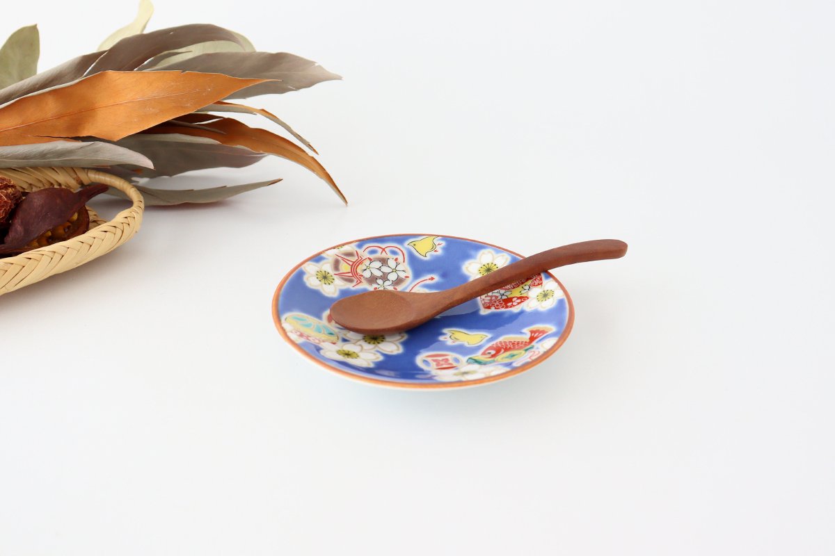 Seikou Kiln Small Plate Sakura and Lucky Items | Kutani Ware
