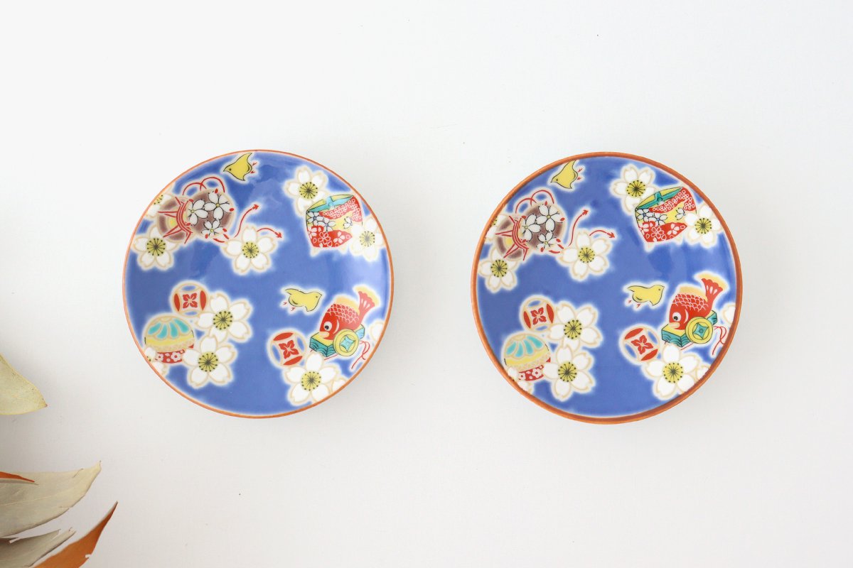 Seikou Kiln Small Plate Sakura and Lucky Items | Kutani Ware