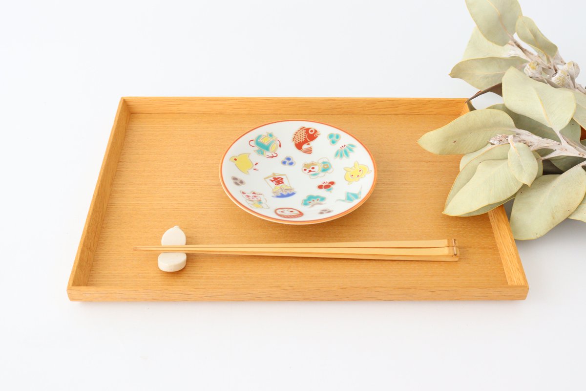 Seikou Kiln Small Plate Luckey Charms White | Kutani Ware