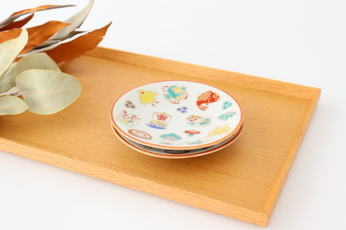 Seikou Kiln Small Plate Luckey Charms White | Kutani Ware-Detail9