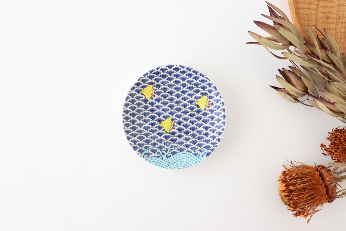 Seikou Kiln Sauce Plate Chidori | Kutani Ware-TOP