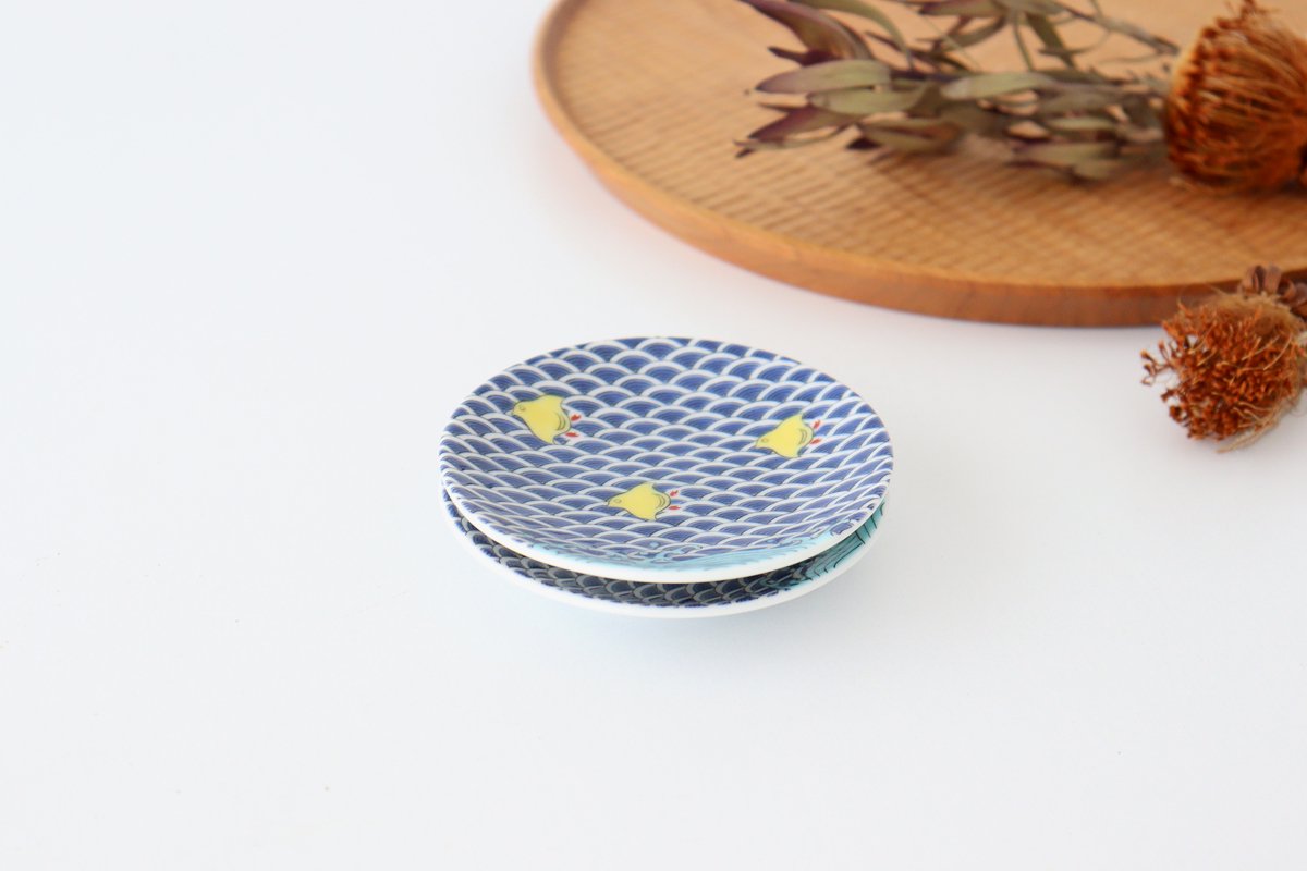Seikou Kiln Sauce Plate Chidori | Kutani Ware