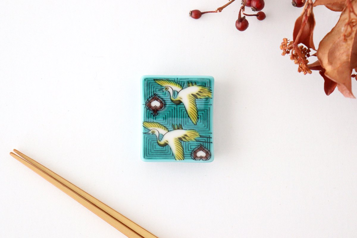 Seikou Kiln Colored Chopstick Rest Crane | Hashioki Kutani Ware-TOP