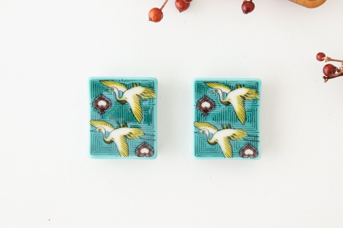 Seikou Kiln Colored Chopstick Rest Crane | Hashioki Kutani Ware-Detail10