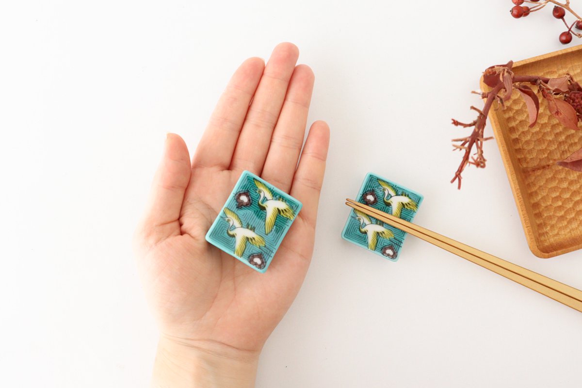Seikou Kiln Colored Chopstick Rest Crane | Hashioki Kutani Ware