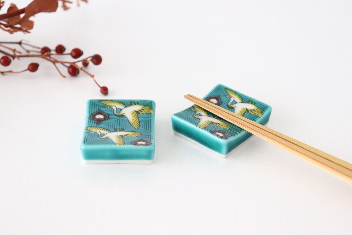 Seikou Kiln Colored Chopstick Rest Crane | Hashioki Kutani Ware