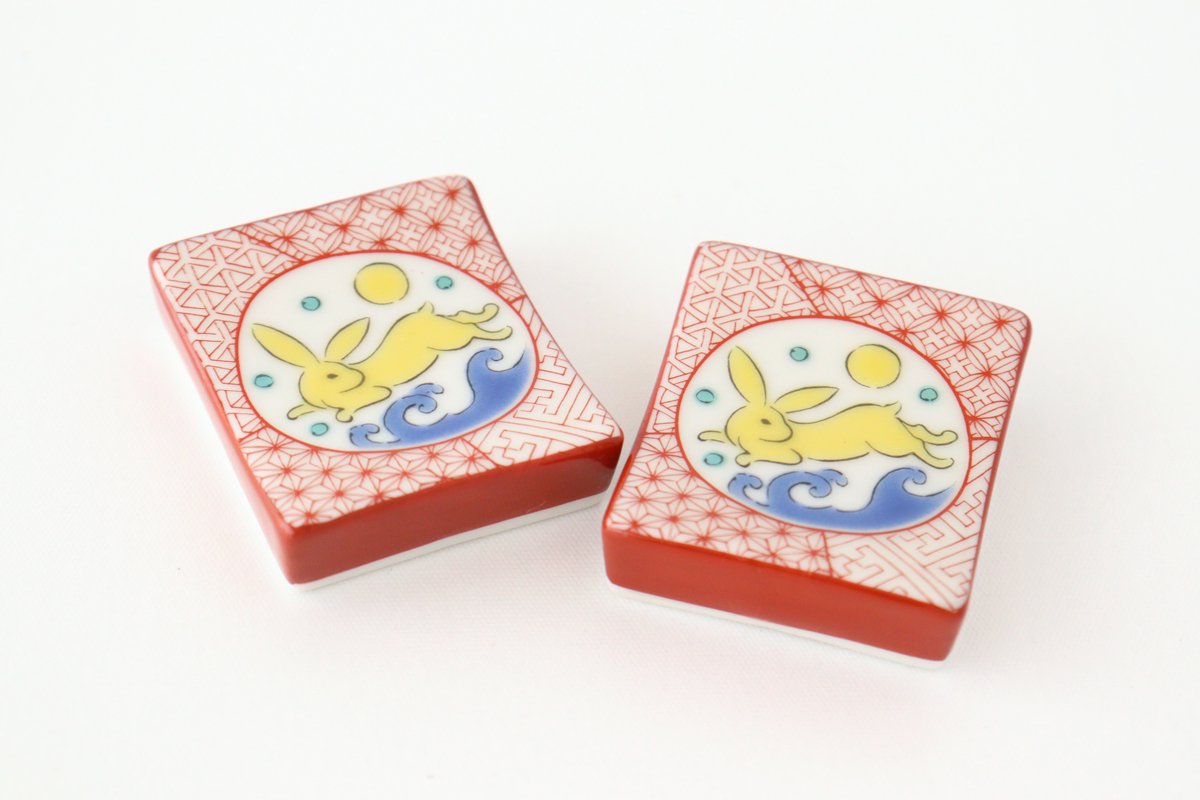 Seikou Kiln Colored Chopstick Rest Rabbit | Hashioki Kutani Ware
