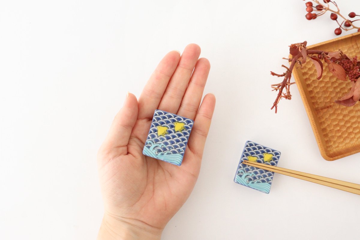 Seikou Kiln Colored Chopstick Rest Chidori | Hashioki Kutani Ware-Detail4