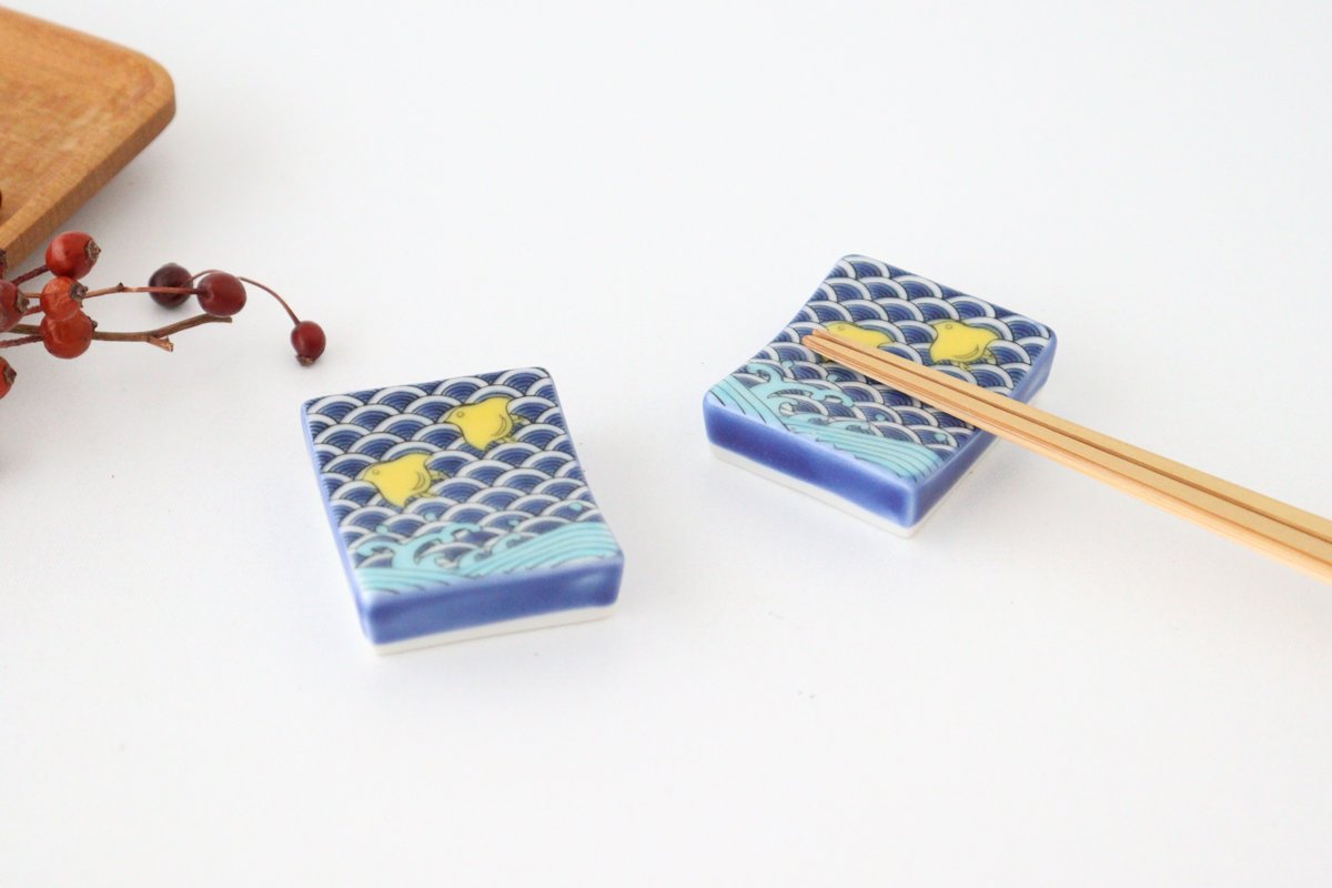 Seikou Kiln Colored Chopstick Rest Chidori | Hashioki Kutani Ware-Detail6