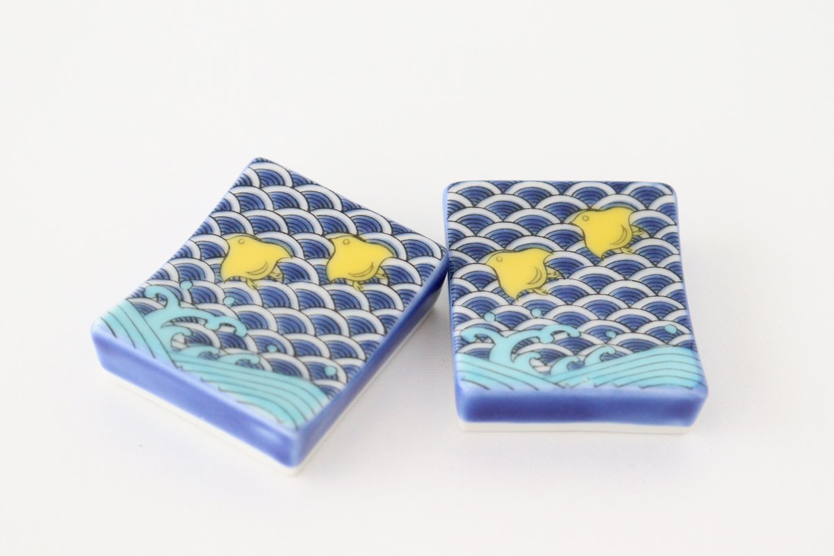 Seikou Kiln Colored Chopstick Rest Chidori | Hashioki Kutani Ware