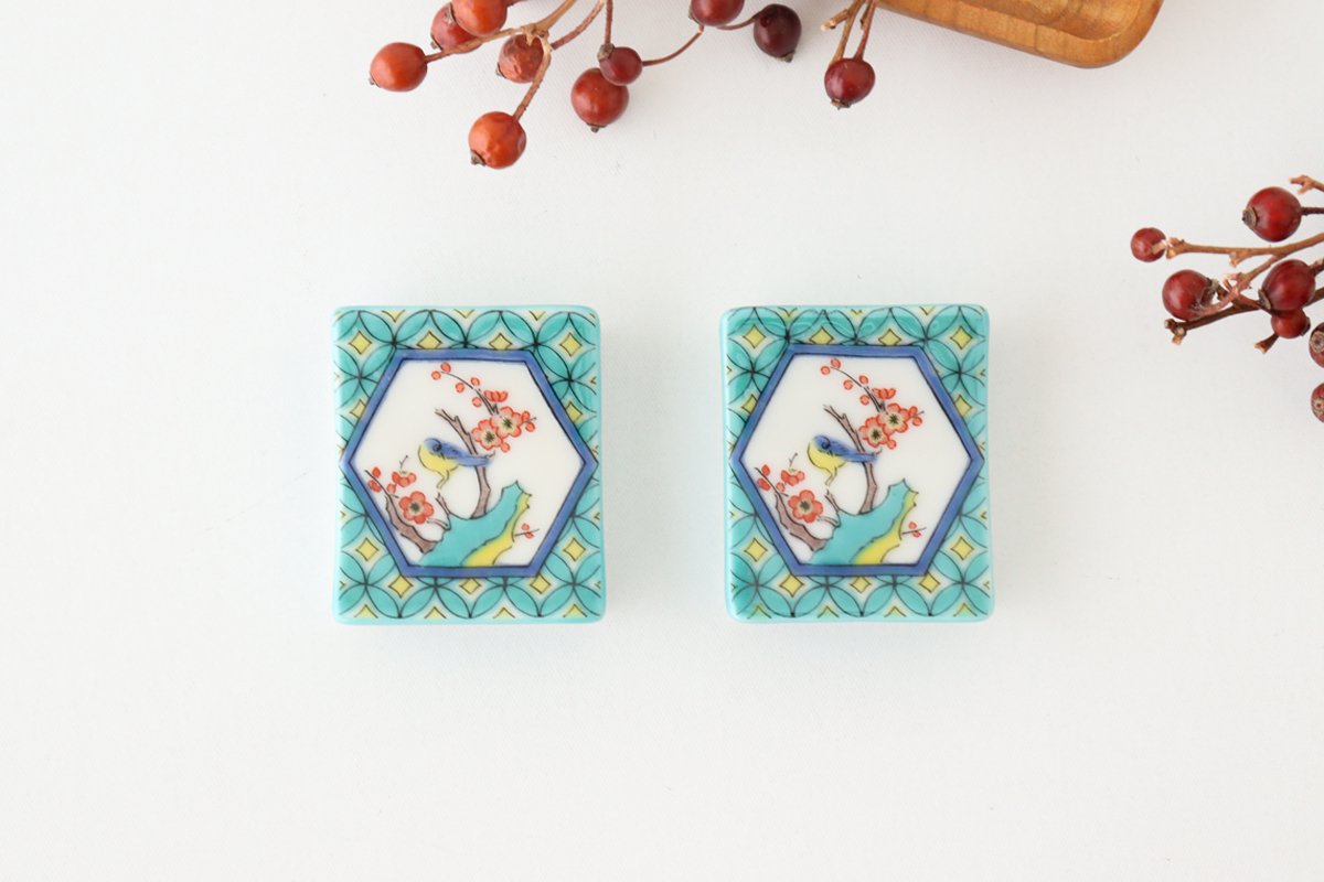 Seikou Kiln Colored Chopstick Rest Flowers and Birds | Hashioki Kutani Ware-Detail10