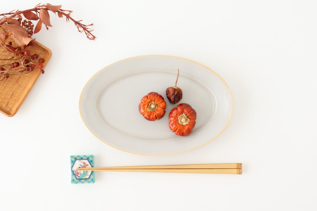 Seikou Kiln Colored Chopstick Rest Flowers and Birds | Hashioki Kutani Ware