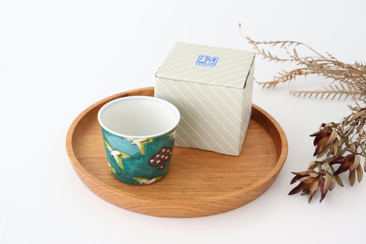Seikou Kiln Soba Choko Old Kutani Crane | Free Cup Kutani Ware