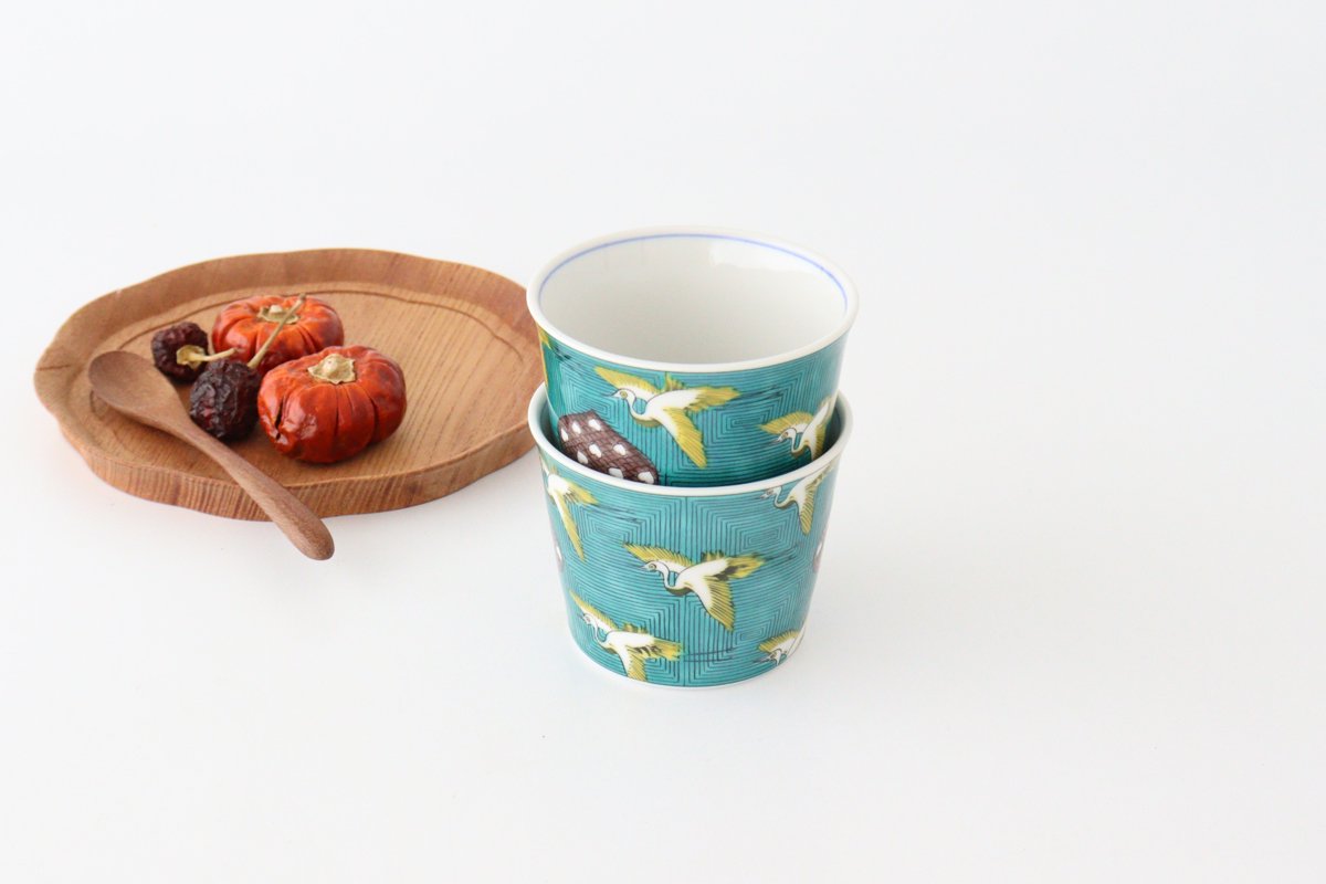 Seikou Kiln Soba Choko Old Kutani Crane | Free Cup Kutani Ware