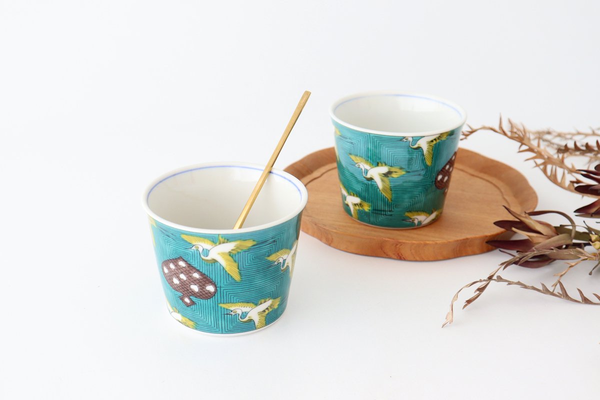 Seikou Kiln Soba Choko Old Kutani Crane | Free Cup Kutani Ware