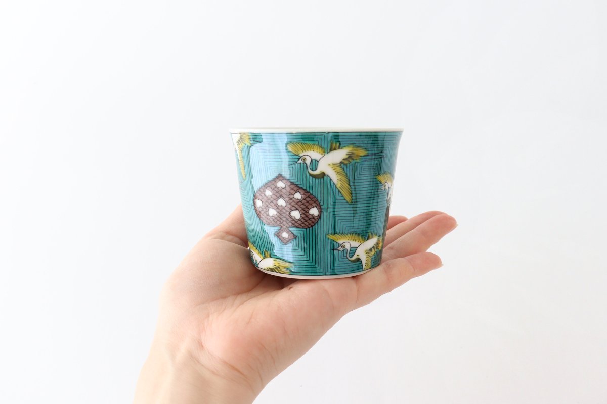 Seikou Kiln Soba Choko Old Kutani Crane | Free Cup Kutani Ware