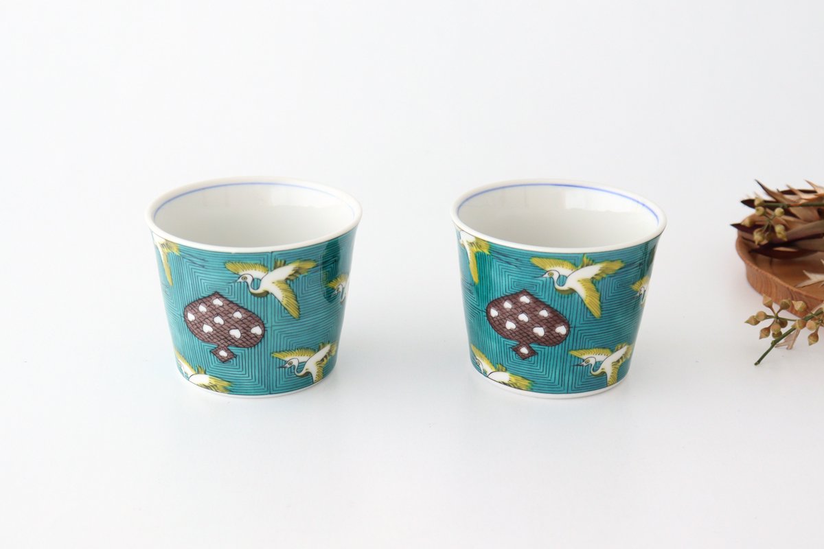 Seikou Kiln Soba Choko Old Kutani Crane | Free Cup Kutani Ware