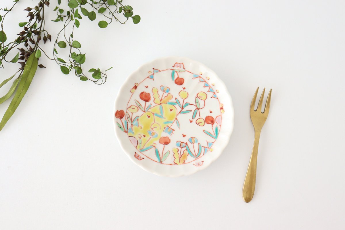 Ginshu Kiln Small Round Plate Chrysanthemum 12cm/4.7in | Kutani Ware