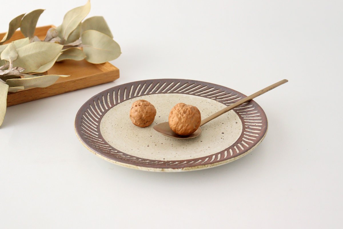 tomaru Plate Shinogi 21cm/8.3in | Shigaraki Ware