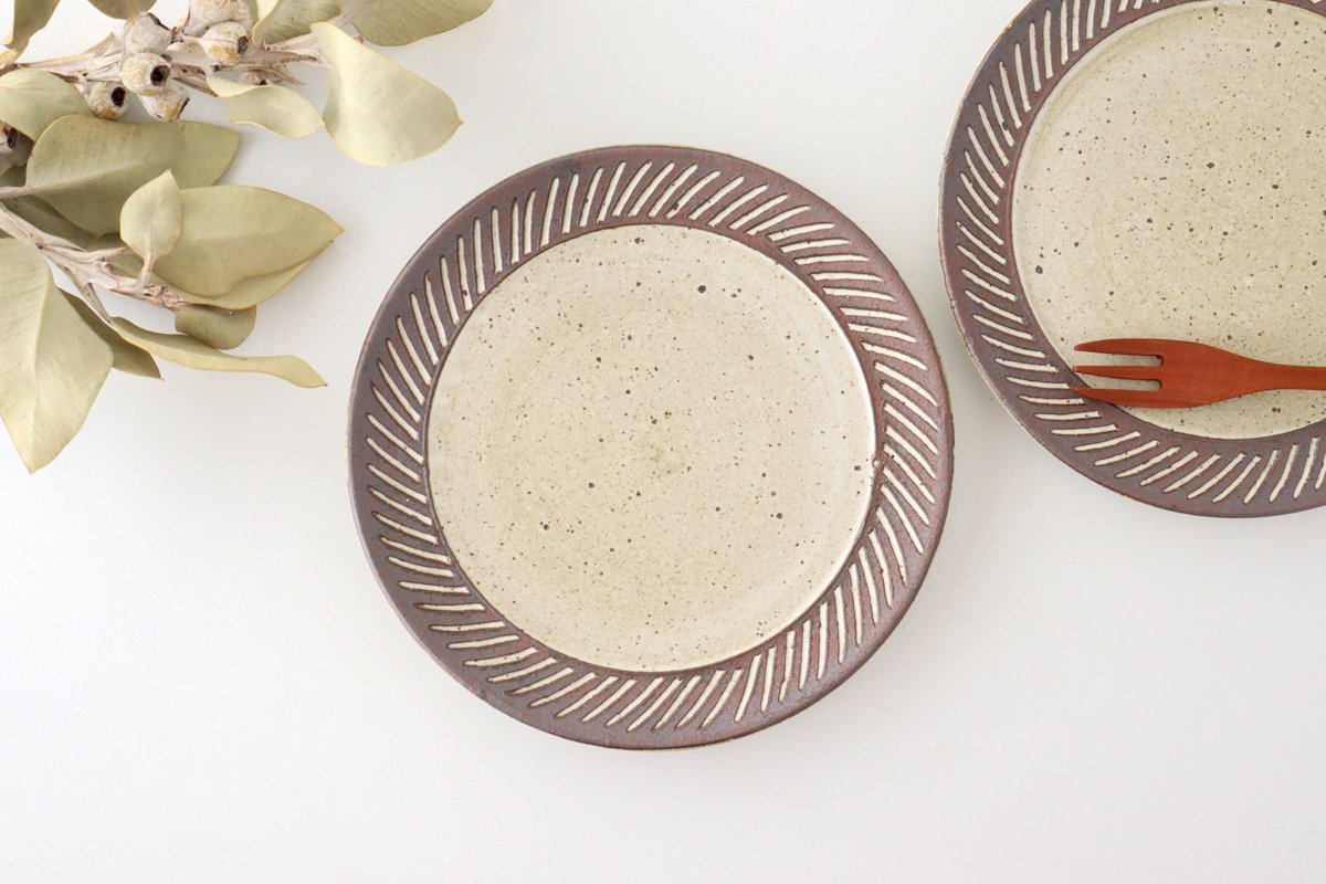 tomaru Plate Shinogi 21cm/8.3in | Shigaraki Ware