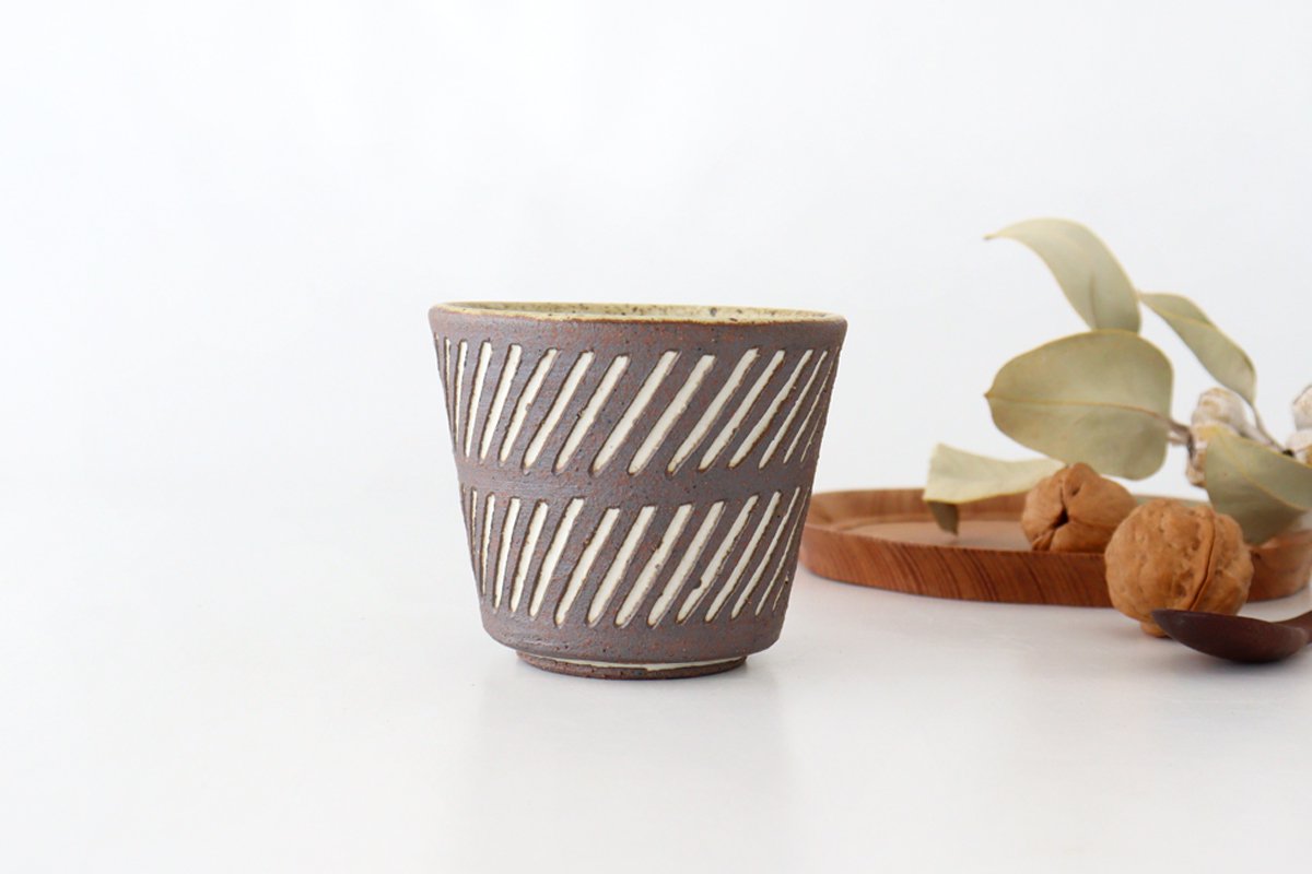 tomaru Japanese Cup Diagonal Shinogi | Yunomi Shigaraki Ware-Detail2
