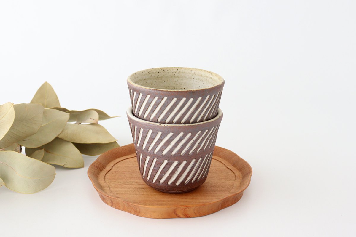 tomaru Japanese Cup Diagonal Shinogi | Yunomi Shigaraki Ware-Detail10