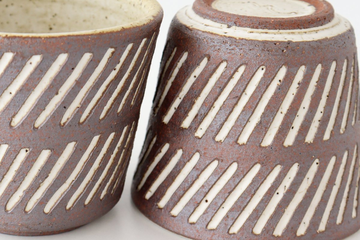 tomaru Japanese Cup Diagonal Shinogi | Yunomi Shigaraki Ware-Detail7