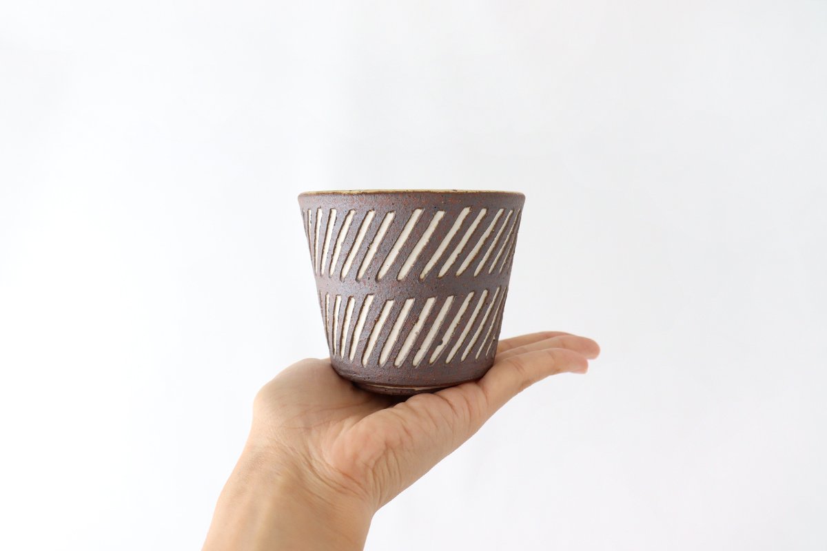 tomaru Japanese Cup Diagonal Shinogi | Yunomi Shigaraki Ware-Detail8
