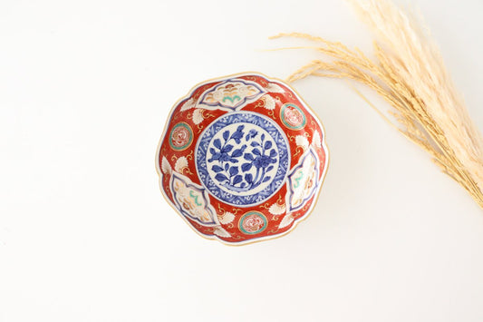 Rinkurou Kiln Small Bowl Old Imari Style Flower-pattern  | Kobachi Hasami Ware-TOP