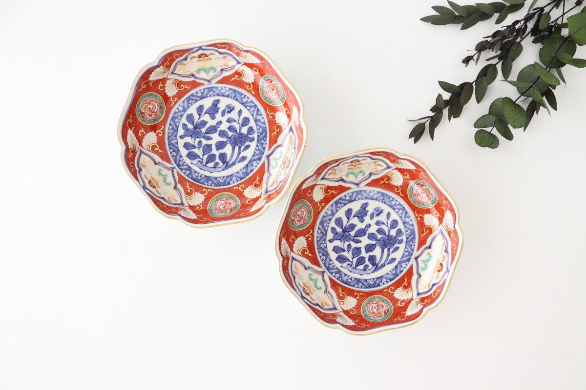 Rinkurou Kiln Small Bowl Old Imari Style Flower-pattern | Kobachi Hasami Ware