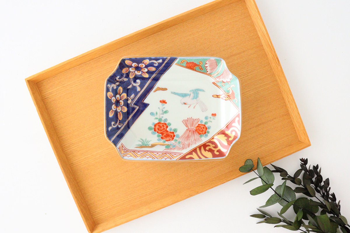 Rinkuro Kiln Octagonal Plate Peony | Sushi Plate Hasami Ware-TOP